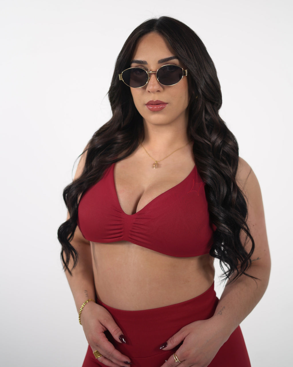 Sports bra con fruncido
